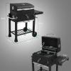 imageROVSUN Charcoal Grill with Two Side Tables Extra Large Cooking Area Two Individual Lifting Charcoal Trays Pullout Ash Tray Perfect BBQ Grill for Outdoor Picnic BlackLarge