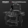 imageROVSUN Charcoal Grill with Two Side Tables Extra Large Cooking Area Two Individual Lifting Charcoal Trays Pullout Ash Tray Perfect BBQ Grill for Outdoor Picnic BlackExtra Large