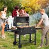 imageROVSUN Charcoal Grill with Two Side Tables Extra Large Cooking Area Two Individual Lifting Charcoal Trays Pullout Ash Tray Perfect BBQ Grill for Outdoor Picnic BlackExtra Large