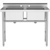 imageROVSUN Commercial Double Bowl Kitchen Sink 304 Stainless Steel Free Standing Utility Sink for Kitchen Laundry Room Garage Restaurant 35821340double bowl