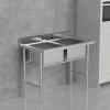 imageROVSUN Commercial Double Bowl Kitchen Sink 304 Stainless Steel Free Standing Utility Sink for Kitchen Laundry Room Garage Restaurant 35821340double bowl