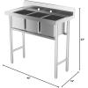 imageROVSUN Commercial Double Bowl Kitchen Sink 304 Stainless Steel Free Standing Utility Sink for Kitchen Laundry Room Garage Restaurant 35821340triple bowl