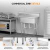 imageROVSUN Commercial Sink Stainless Steel Sink with 3 Compartment and 2 Sides Drain Rack 20quot x 54quot x 435quot Freestanding Utility Sink Great for Restaurant Kitchen Laundry Room Garage SunroomLeft Drainboard