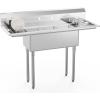 imageROVSUN Commercial Sink Stainless Steel Sink with 3 Compartment and 2 Sides Drain Rack 20quot x 54quot x 435quot Freestanding Utility Sink Great for Restaurant Kitchen Laundry Room Garage Sunroom2 Drainboards