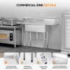 imageROVSUN Commercial Sink Stainless Steel Sink with 3 Compartment and 2 Sides Drain Rack 20quot x 54quot x 435quot Freestanding Utility Sink Great for Restaurant Kitchen Laundry Room Garage Sunroom2 Drainboards
