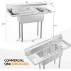 imageROVSUN Commercial Sink Stainless Steel Sink with 3 Compartment and 2 Sides Drain Rack 20quot x 54quot x 435quot Freestanding Utility Sink Great for Restaurant Kitchen Laundry Room Garage Sunroom2 Drainboards