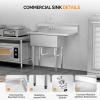imageROVSUN Commercial Sink Stainless Steel Sink with 3 Compartment and 2 Sides Drain Rack 20quot x 54quot x 435quot Freestanding Utility Sink Great for Restaurant Kitchen Laundry Room Garage SunroomRight Drainboard