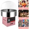 imageROVSUN Cotton Candy Machine 21 Inch Electric Commercial Cotton Candy Maker Machine Candy Floss Machine wStainless Steel Bowl Sugar Scoop and Large Storage Drawer Home Party Carnival PinkPinkwith Cover
