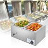 imageROVSUN Electric Soup Warmer 22QT Commercial Food Warmer Steam Table Countertop Bain Marie with Three 74QT Pots 86185F Adjustable Temperature Lid and Tap for Buffet Restaurant 1200W2 Pan
