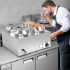 imageROVSUN Electric Soup Warmer 22QT Commercial Food Warmer Steam Table Countertop Bain Marie with Three 74QT Pots 86185F Adjustable Temperature Lid and Tap for Buffet Restaurant 1200W74 QTx4
