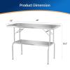 imageROVSUN Folding Stainless Steel Table 48 x 24 Inches Portable Commercial Folding Prep Table with Undershelf NSF Heavy Duty Foldable Table for Home Kitchen Restaurant Hotel Outdoor Camping Picnic