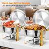 imageROVSUN Gold Chafing Dishes for Buffet 6QT 2 Pack Round Stainless Steel Chafing Dish Set with Lid Holder Buffet Warmer Set for Parties Christmas Gatherings Catering Events Weddings4 Pack