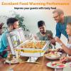imageROVSUN Gold Chafing Dishes for Buffet 9QT Chafing Dish Buffet Set with Glass Lid Stainless Steel Buffet Servers and Warmers with Folding Frame ampamp 3 13 Size Pan for Parties Weddings Catering Events2