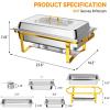 imageROVSUN Gold Chafing Dishes for Buffet 9QT Chafing Dish Buffet Set with Glass Lid Stainless Steel Buffet Servers and Warmers with Folding Frame ampamp 3 13 Size Pan for Parties Weddings Catering Events4