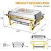 imageROVSUN Gold Chafing Dishes for Buffet 9QT Chafing Dish Buffet Set with Glass Lid Stainless Steel Buffet Servers and Warmers with Folding Frame ampamp 3 13 Size Pan for Parties Weddings Catering Events1