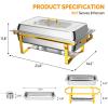 imageROVSUN Gold Chafing Dishes for Buffet 9QT Chafing Dish Buffet Set with Glass Lid Stainless Steel Buffet Servers and Warmers with Folding Frame ampamp 3 13 Size Pan for Parties Weddings Catering Events2