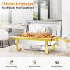 imageROVSUN Gold Chafing Dishes for Buffet 9QT Chafing Dish Buffet Set with Glass Lid Stainless Steel Buffet Servers and Warmers with Folding Frame ampamp 3 13 Size Pan for Parties Weddings Catering Events2