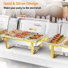 imageROVSUN Gold Chafing Dishes for Buffet 9QT Chafing Dish Buffet Set with Glass Lid Stainless Steel Buffet Servers and Warmers with Folding Frame ampamp 3 13 Size Pan for Parties Weddings Catering Events2