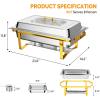 imageROVSUN Gold Chafing Dishes for Buffet 9QT Chafing Dish Buffet Set with Glass Lid Stainless Steel Buffet Servers and Warmers with Folding Frame ampamp 3 13 Size Pan for Parties Weddings Catering Events3