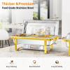 imageROVSUN Gold Chafing Dishes for Buffet 9QT Chafing Dish Buffet Set with Glass Lid Stainless Steel Buffet Servers and Warmers with Folding Frame ampamp 3 13 Size Pan for Parties Weddings Catering Events1