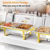 imageROVSUN Gold Chafing Dishes for Buffet 9QT Chafing Dish Buffet Set with Glass Lid Stainless Steel Buffet Servers and Warmers with Folding Frame ampamp 3 13 Size Pan for Parties Weddings Catering Events1
