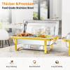 imageROVSUN Gold Chafing Dishes for Buffet 9QT Chafing Dish Buffet Set with Glass Lid Stainless Steel Buffet Servers and Warmers with Folding Frame ampamp 3 13 Size Pan for Parties Weddings Catering Events3