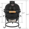 imageROVSUN Kamado Charcoal Grill and Smoker with Cast Iron Grate Portable Best Small BBQ Grill for IndoorOutdoor Use 13 Mini Max BlackBlack