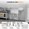 imageROVSUN NSF Commercial Sink Stainless Steel with 2 Compartment and 2 Sides Drainboards 512quot x 157quot x 433quot Freestanding Kitchen Utility Sink Bowl Size 138quot x 157quot x 108quot Silver