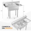 imageROVSUN NSF Commercial Sink Stainless Steel with 2 Compartment and 2 Sides Drainboards 512quot x 157quot x 433quot Freestanding Kitchen Utility Sink Bowl Size 138quot x 157quot x 108quot Silver