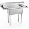 imageROVSUN NSF Commercial Sink Stainless Steel with 2 Compartment and 2 Sides Drainboards 512quot x 157quot x 433quot Freestanding Kitchen Utility Sink Bowl Size 138quot x 157quot x 108quot Silver