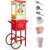 imageROVSUN Popcorn Machine Movie Theater Style with Cart ampamp Wheels 8 Ounce Kettle Makes Up to 32 Cups Popcorn Maker with Popcorn Scoop Oil Spoon ampamp 3 Popcorn Cups for Commercial Home ETL RedRed