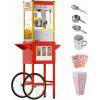 imageROVSUN Popcorn Machine with Cart Wheels ampamp 8 Ounce Kettle Makes Up to 32 Cups Popcorn Maker wCandy Dispensers Scoop Oil Spoon ampamp 3 Popcorn Cups Movie Theater Style for Commercial Home ETL CertifiedRed