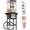 imageROVSUN Popcorn Machine with Cart Wheels ampamp 8 Ounce Kettle Makes Up to 32 Cups Popcorn Maker wCandy Dispensers Scoop Oil Spoon ampamp 3 Popcorn Cups Movie Theater Style for Commercial Home ETL CertifiedBlack