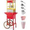 imageROVSUN Popcorn Machine with Cart Wheels ampamp 8 Oz Kettle Makes Up to 32 Cups ETL Certified Popcorn Maker with Stainless Steel Scoop Oil Spoon ampamp 3 Popcorn Cups for Commercial Home Movie Theater BlueRed