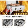 imageROVSUN Portable Gas Grill with 2 Burner 20000BTU Large Tabletop Camping Propane Griddle for Outdoor Patio Garden BBQ Picnic Tailgating Trip Home Use with Stainless Steel Body Regulator ampamp Hose2 burner  20 000BTU