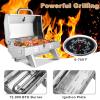 imageROVSUN Portable Gas Grill with 2 Burner 20000BTU Large Tabletop Camping Propane Griddle for Outdoor Patio Garden BBQ Picnic Tailgating Trip Home Use with Stainless Steel Body Regulator ampamp Hose1 burner  12 000BTU