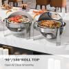 imageROVSUN Roll Top Chafing Dish Buffet Set6 Quart Round Stainless Steel Chafer for CateringBuffet Servers and Warmers Set with Glass Window for Wedding Parties Banquet EventsGraduation1 Pack