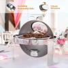 imageROVSUN Roll Top Chafing Dish Buffet Set6 Quart Round Stainless Steel Chafer for CateringBuffet Servers and Warmers Set with Glass Window for Wedding Parties Banquet EventsGraduation1 Pack