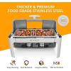 imageROVSUN Roll Top Chafing Dish Buffet SetNSF 9 Quart Rectangular Stainless Steel Chafer for CateringBuffet Servers and Warmers Set with Glass Window for Wedding Parties Banquet Events Full Size3 Pack