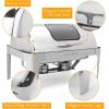 imageROVSUN Roll Top Chafing Dish Buffet SetNSF 9 Quart Rectangular Stainless Steel Chafer for CateringBuffet Servers and Warmers Set with Glass Window for Wedding Parties Banquet Events2 Half Size2 Pack