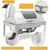 imageROVSUN Roll Top Chafing Dish Buffet SetNSF 9 Quart Rectangular Stainless Steel Chafer for CateringBuffet Servers and Warmers Set with Glass Window for Wedding Parties Banquet Events Full Size3 Pack