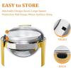 imageROVSUN Roll Top Chafing Dishes for Buffet 6QT Stainless Steel Round Chafing Dish Buffet Set Buffet Servers and Warmers Set with Glass Window for Weddings Parties Catering Events Gold2 Pack