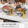 imageROVSUN Roll Top Chafing Dishes for Buffet 6QT Stainless Steel Round Chafing Dish Buffet Set Buffet Servers and Warmers Set with Glass Window for Weddings Parties Catering Events Gold3 Pack