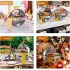 imageROVSUN Roll Top Chafing Dishes for Buffet 6QT Stainless Steel Round Chafing Dish Buffet Set Buffet Servers and Warmers Set with Glass Window for Weddings Parties Catering Events Gold1Pack