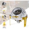 imageROVSUN Roll Top Chafing Dishes for Buffet 6QT Stainless Steel Round Chafing Dish Buffet Set Buffet Servers and Warmers Set with Glass Window for Weddings Parties Catering Events Gold2 Pack