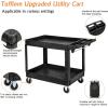 imageROVSUN Service Utility Cart Steady ampamp Durable Tub Cart with Deep Shelves Hold Up 550LBS Versatile inHandle Storage and 360Flexible Wheels with Braker Great for WarehouseGarage467Lx256Wx 335H2 Shelves