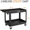 imageROVSUN Service Utility Cart Steady ampamp Durable Tub Cart with Deep Shelves Hold Up 550LBS Versatile inHandle Storage and 360Flexible Wheels with Braker Great for WarehouseGarage467Lx256Wx 335H2 Shelves