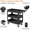 imageROVSUN Service Utility Cart Steady ampamp Durable Tub Cart with Deep Shelves Hold Up 550LBS Versatile inHandle Storage and 360Flexible Wheels with Braker Great for WarehouseGarage407Lx171Wx 335H3 Shelves