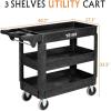 imageROVSUN Service Utility Cart Steady ampamp Durable Tub Cart with Deep Shelves Hold Up 550LBS Versatile inHandle Storage and 360Flexible Wheels with Braker Great for WarehouseGarage407Lx171Wx 335H3 Shelves
