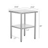 imageROVSUN Stainless Steel Table 24 x 24 Inches with Hooks Heavy Duty NSF Prep Table with Adjustable Undershelf Metal Table for Home Kitchen Restaurant Hotel Outdoor
